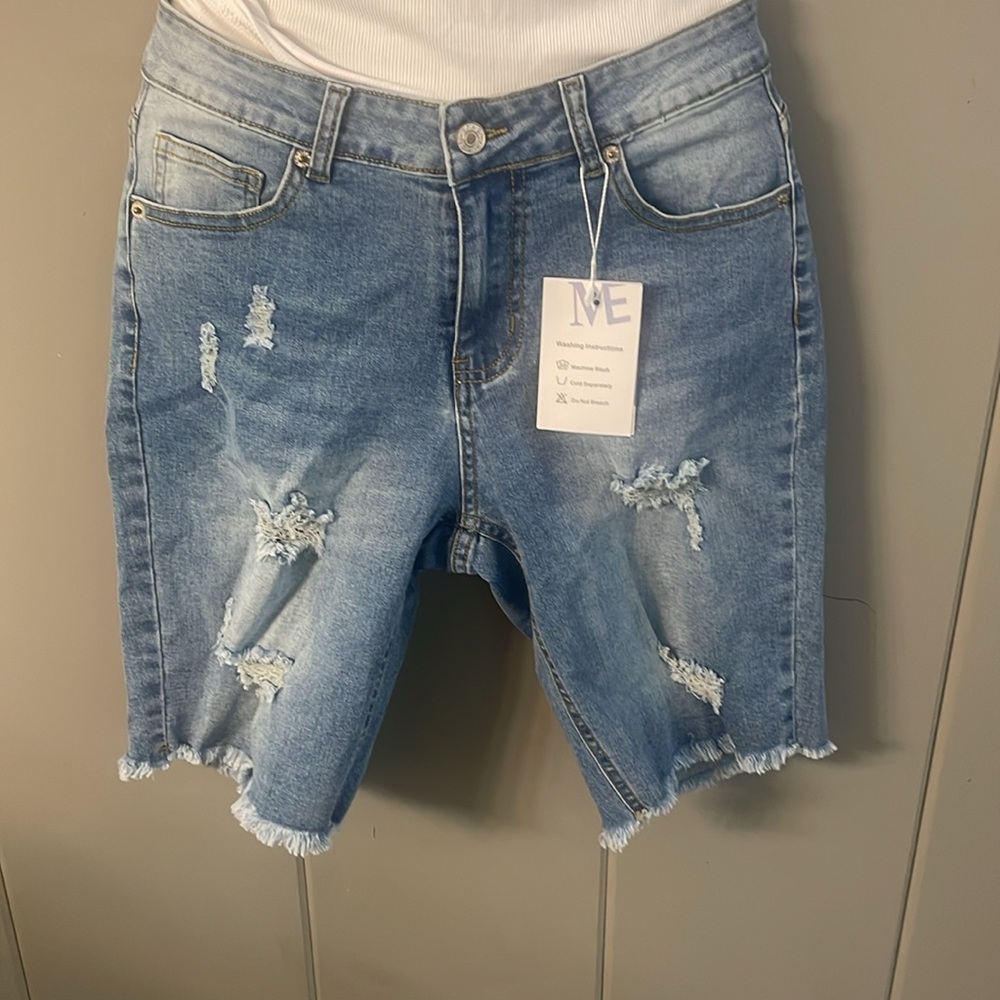 Metietila Distressed Denim Shorts Cotton Stretch Women's Size Medium NWTS